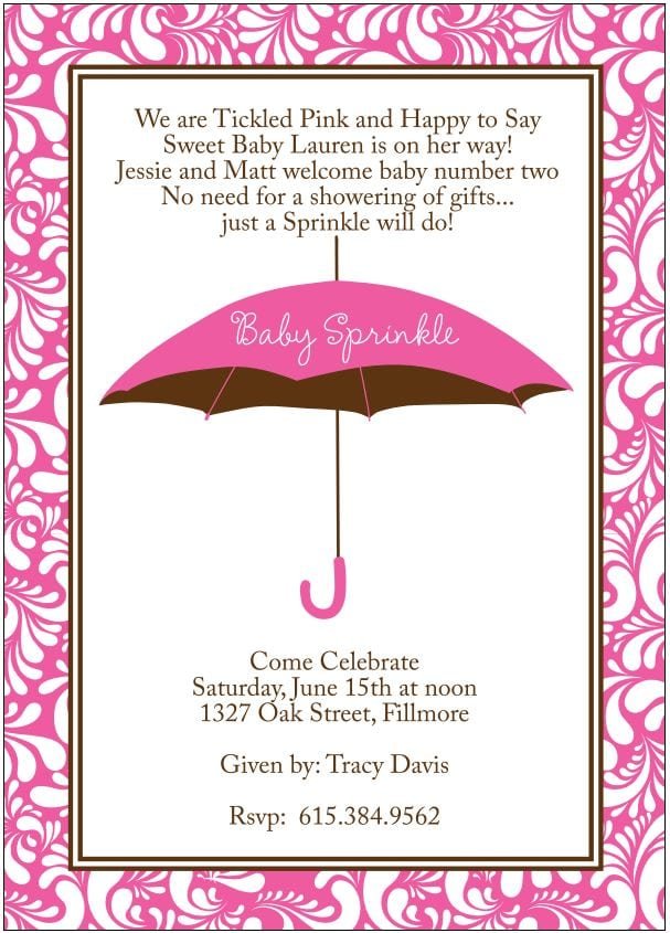 Baby Sprinkle Invitations For Girl