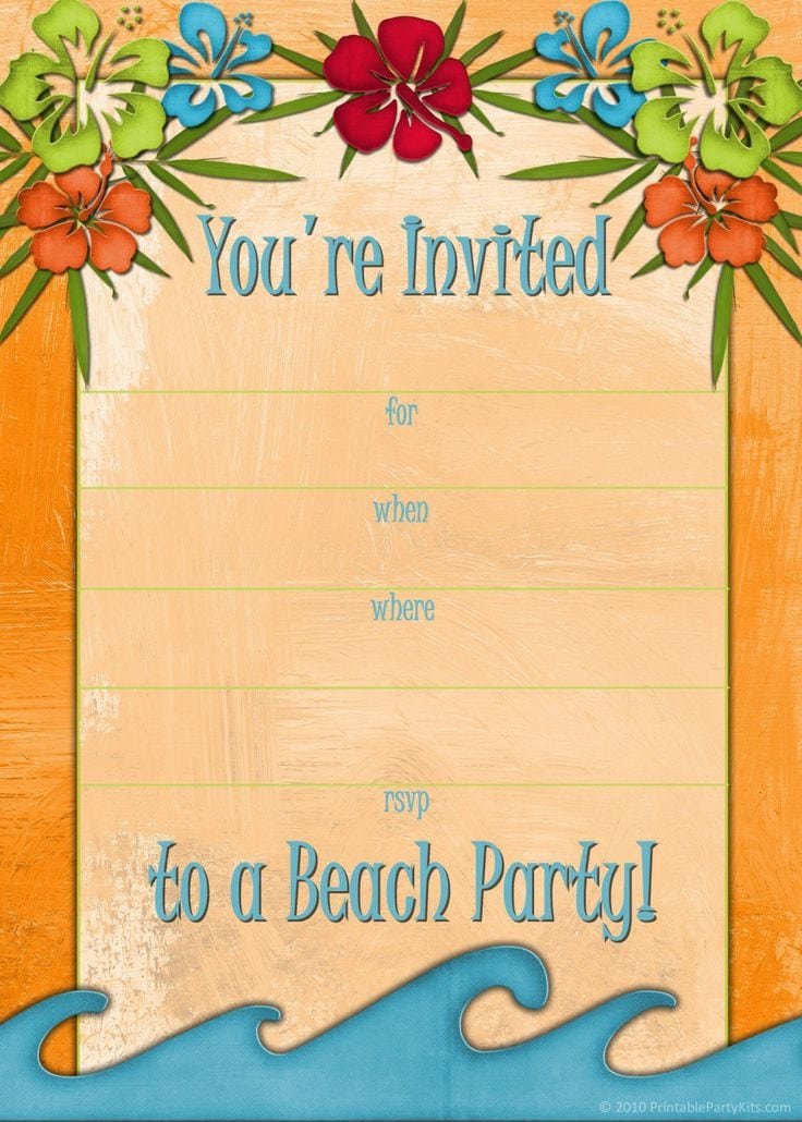 Beach Party Invitation Template Free