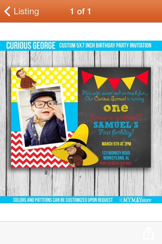 Curious George Invitation Wording