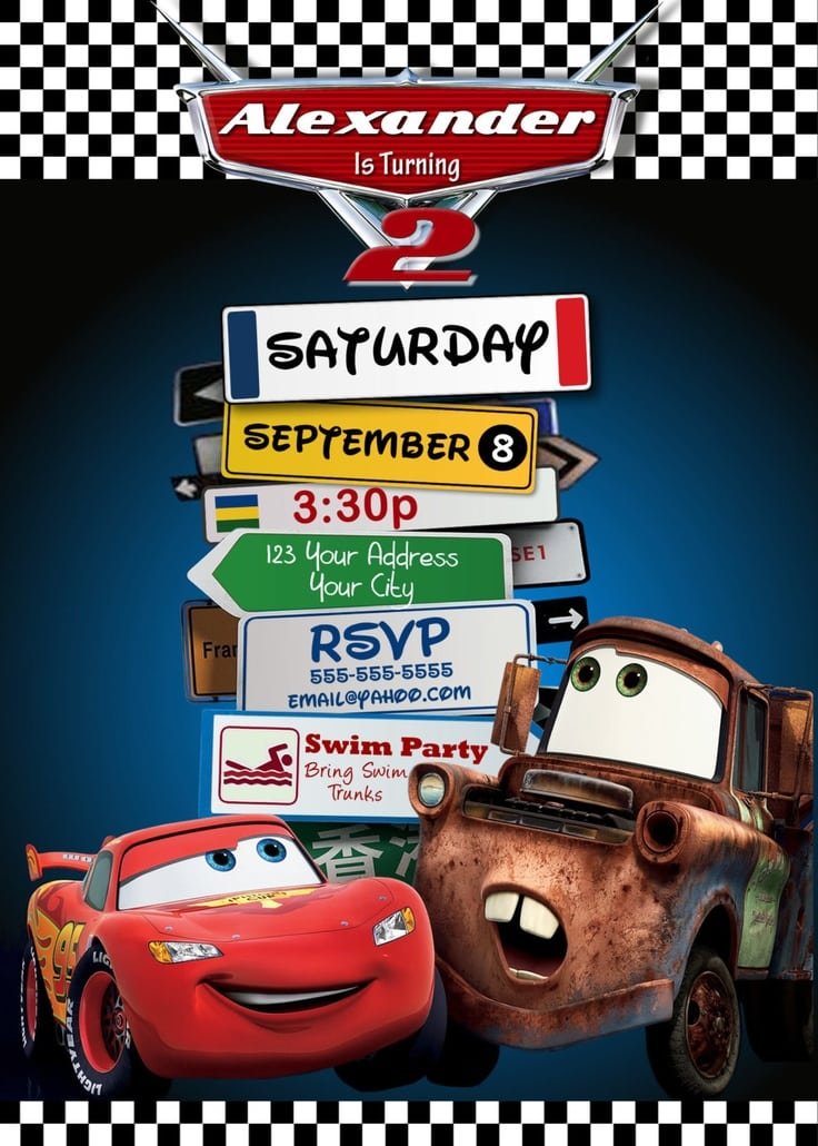 Free Cars Birthday Invitation Template