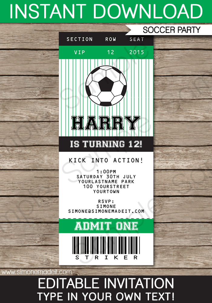 Free Printable Soccer Birthday Invitation