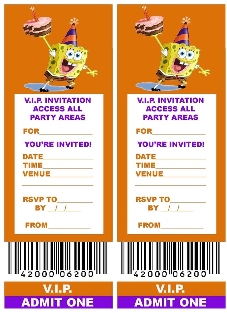 Free Printable Spongebob Invitation