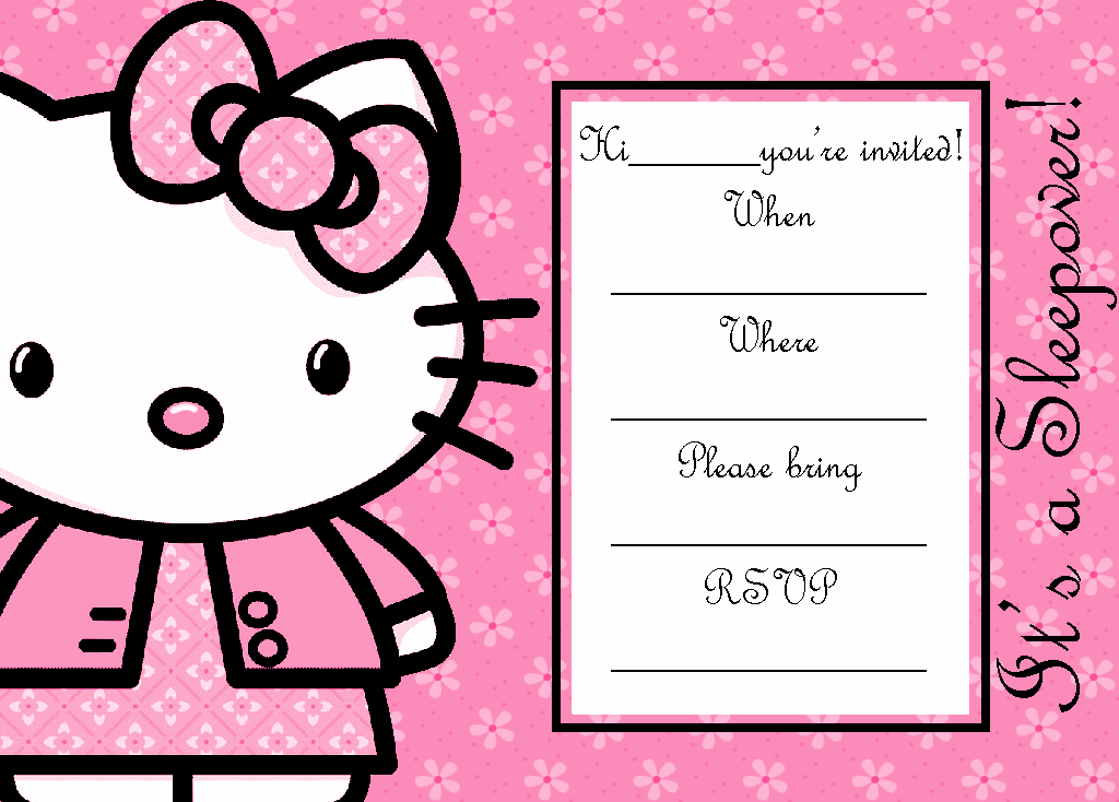 Hello Kitty Sleepover Invitation