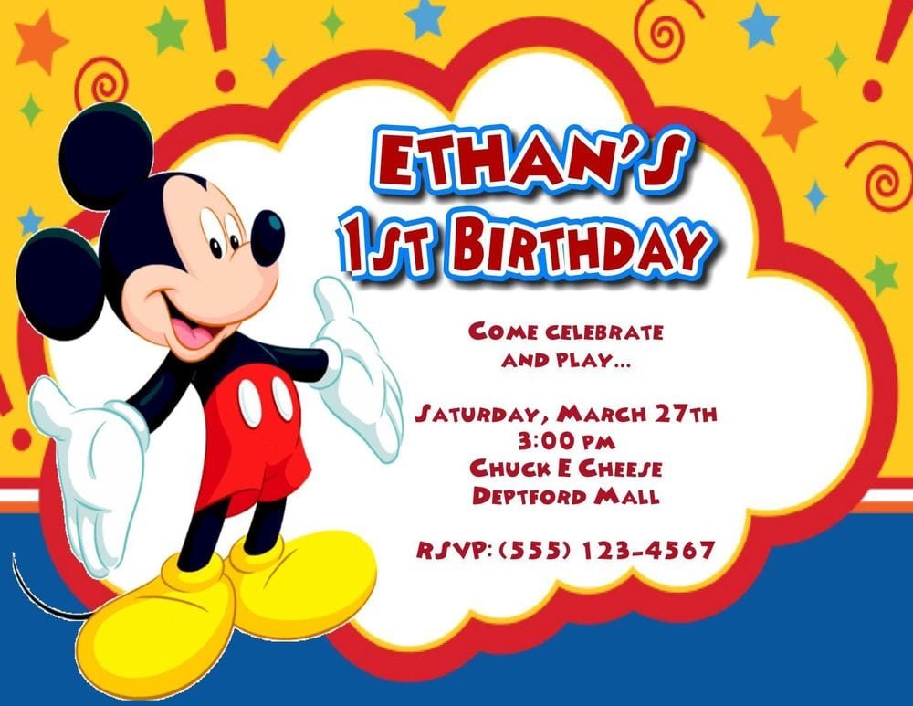 Mickey Mouse Invitation Card