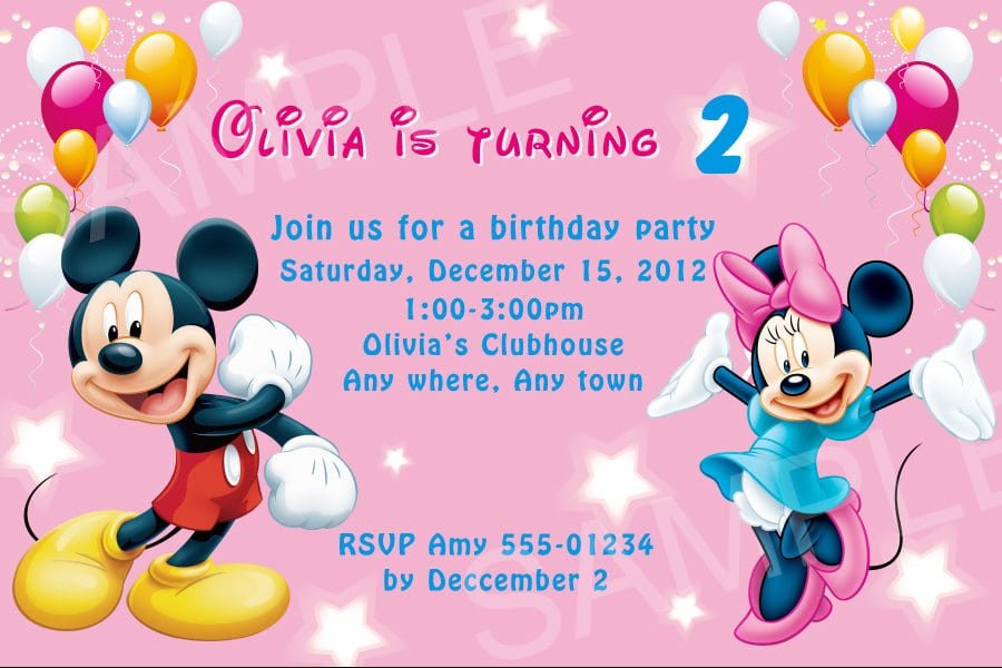 Mickey Mouse Invitation Card Sample