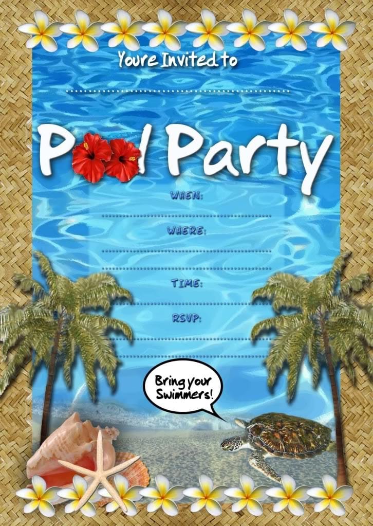 Pool Party Birthday Invitation Template