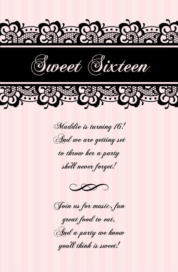 Sweet Sixteen Invitation Templates