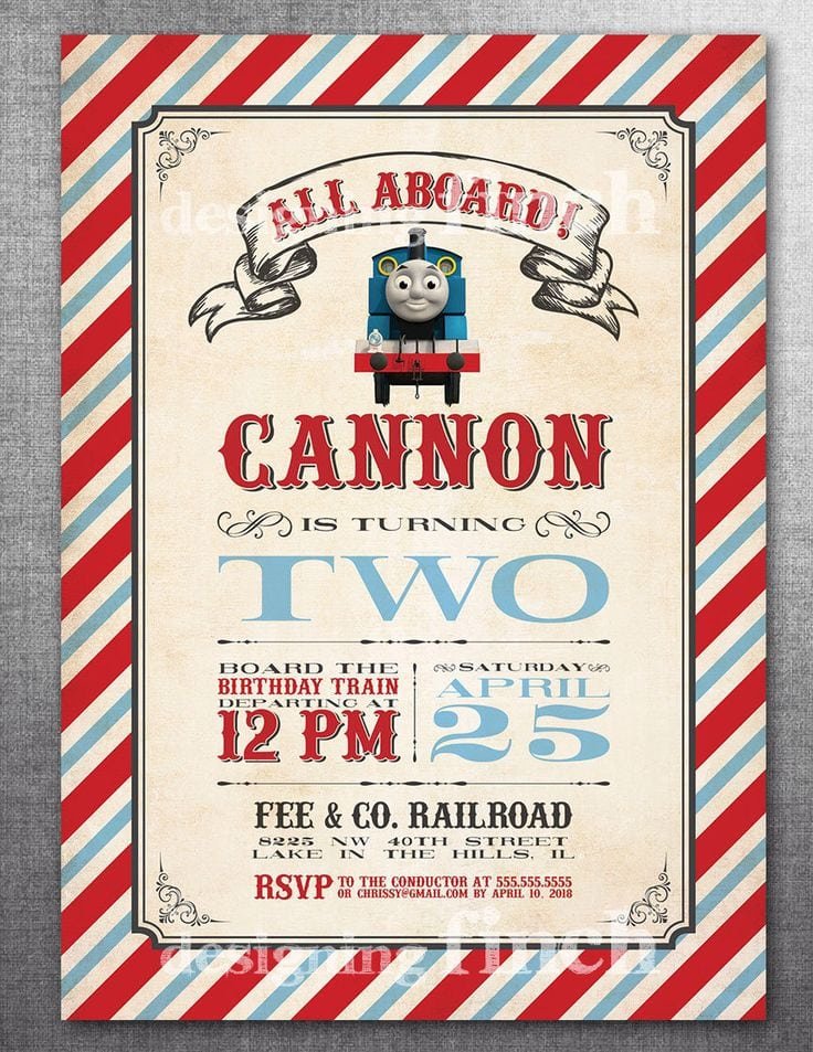 Thomas The Train Birthday Invitations Etsy