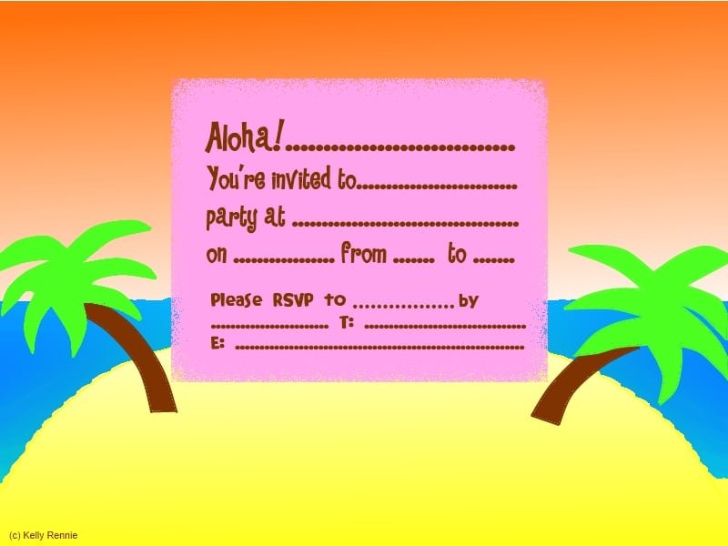 Tropical Theme Party Invitations Free