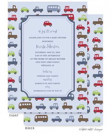 Baby Boy Car And Truck Invitation Template