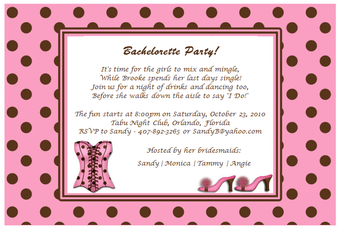 Bachelorette Party Invitation Wording