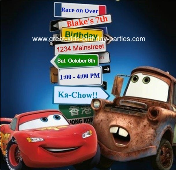 Cars Birthday Invitation Cards Printable