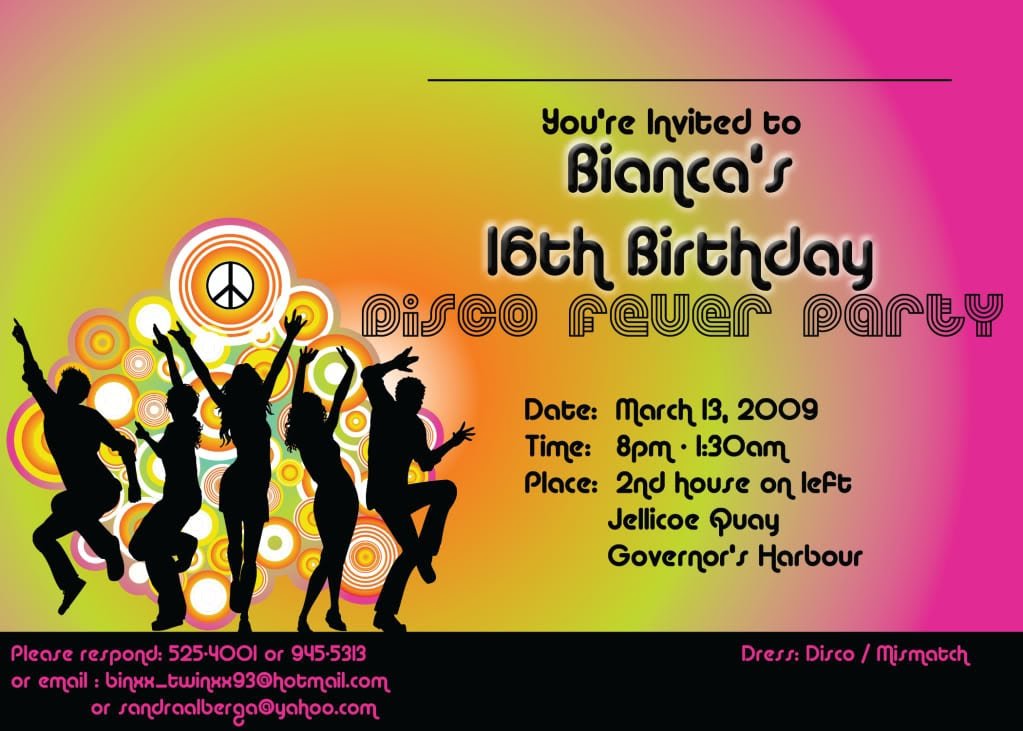 Disco Birthday Party Invitation Template