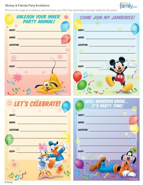 Disney Invitation Cards Free