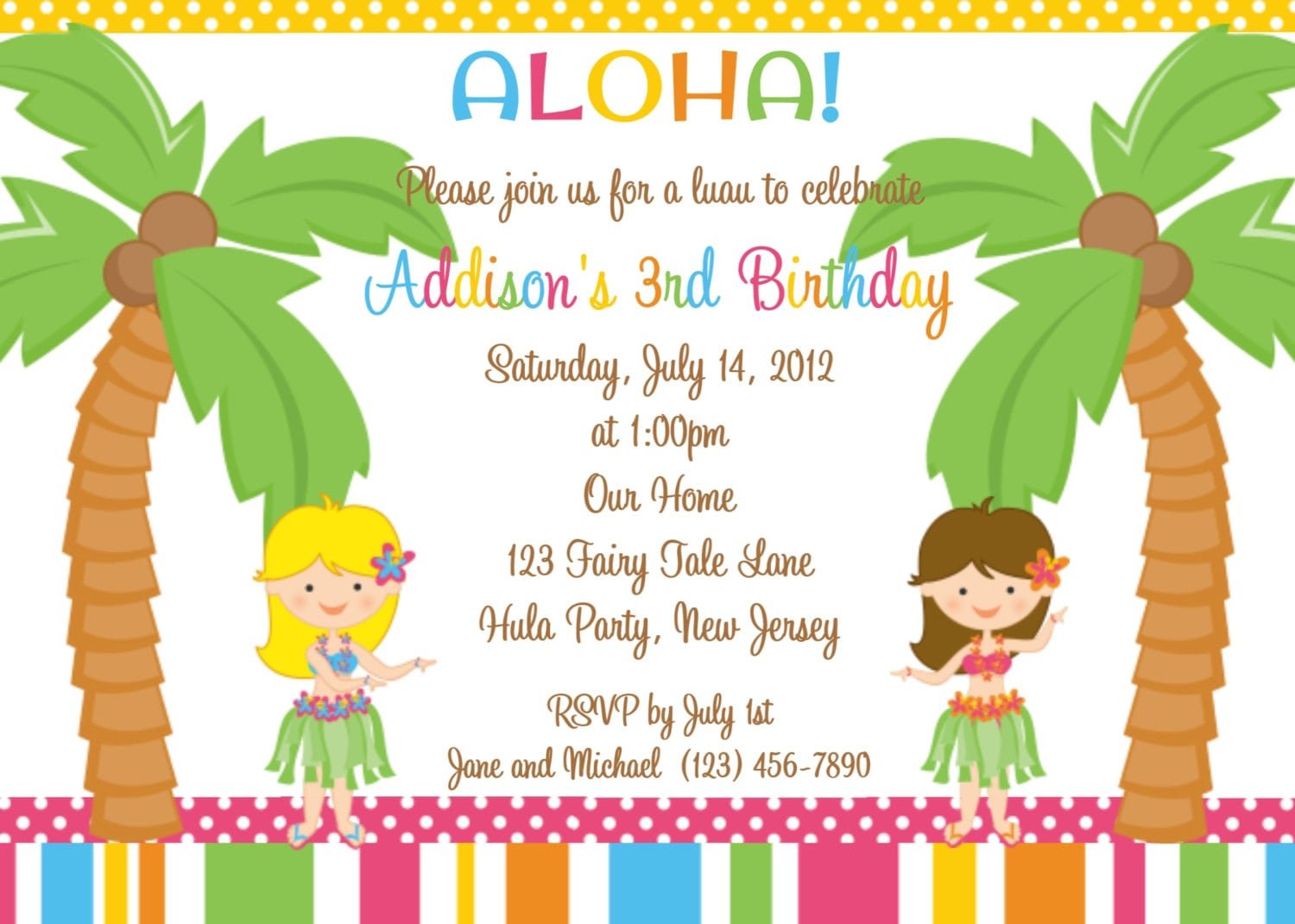 Free Hawaiian Luau Party Invitations Printable