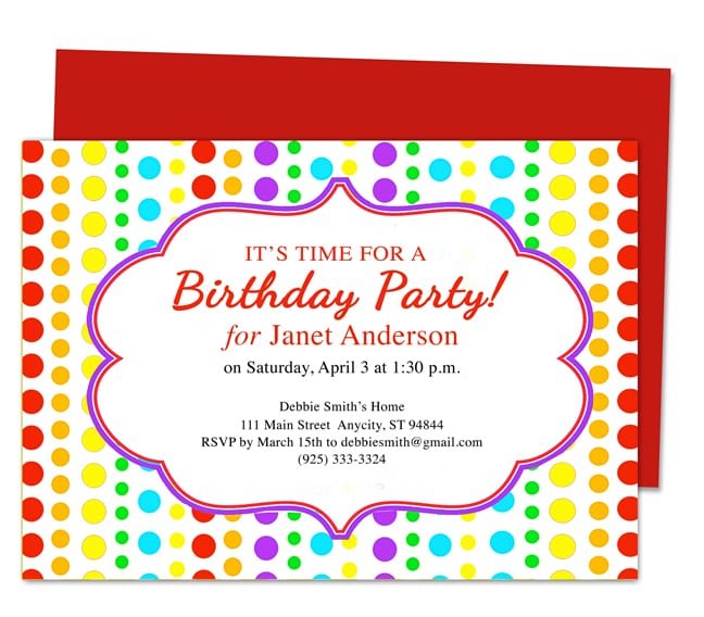 Free Invitation Template For Kids Birthday Parties