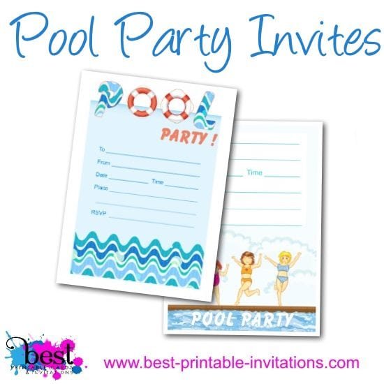 Free Printable Adult Pool Party Invitation