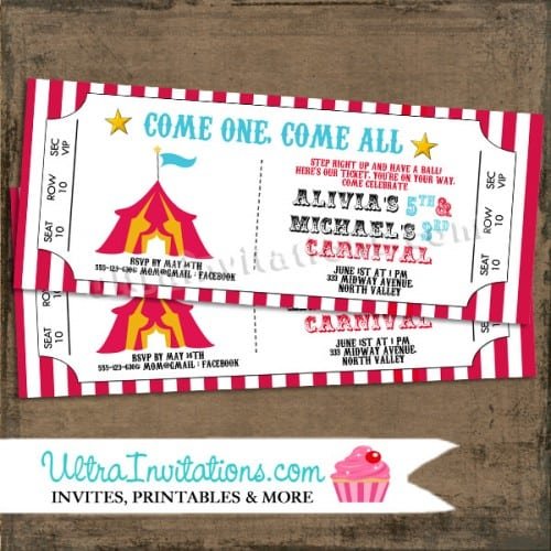 Free Printable Carnival Ticket Invitations