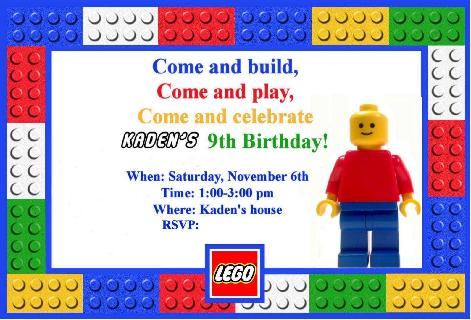 Free Printable Lego Birthday Invitation Templates