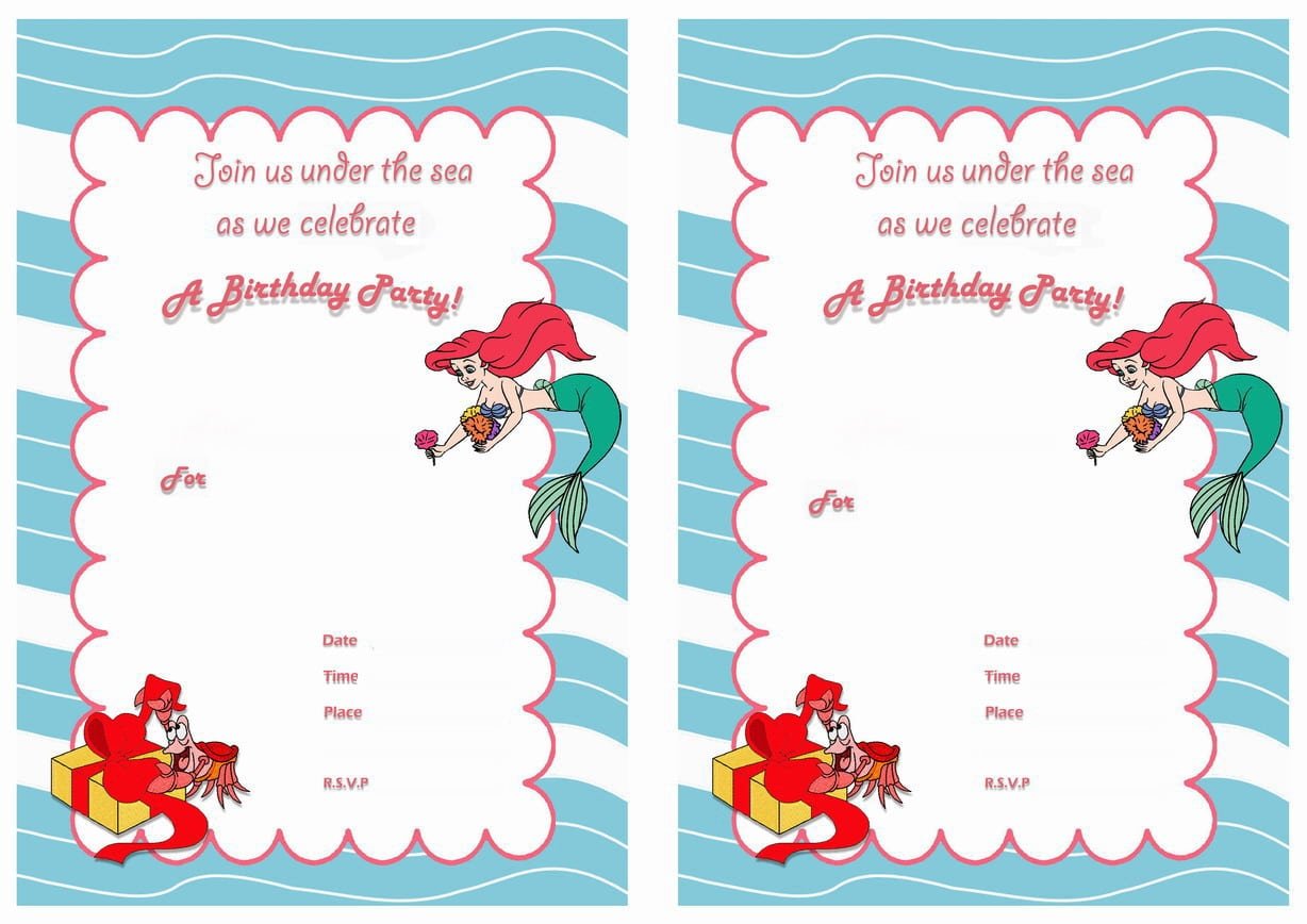 Little Mermaid Birthday Invitations Free Printables 5