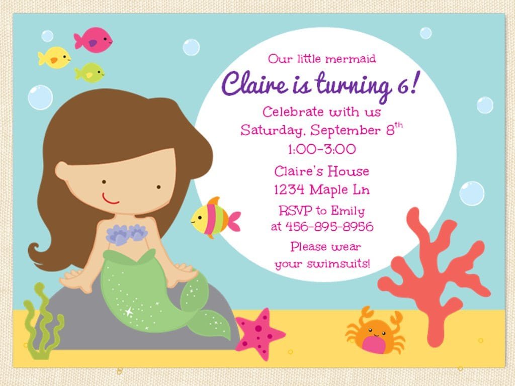Free Printable Little Mermaid Birthday Party Invitations