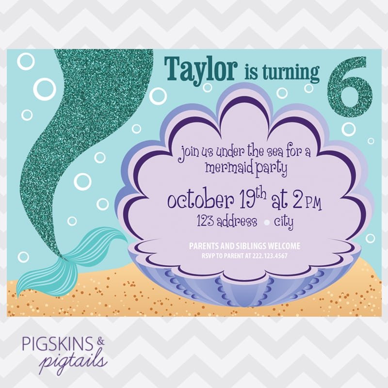 Free Printable Mermaid Birthday Invitation