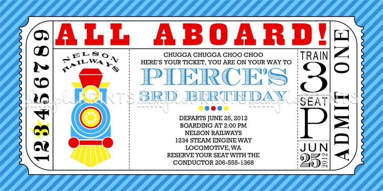 Free Printable Train Ticket Birthday Invitation