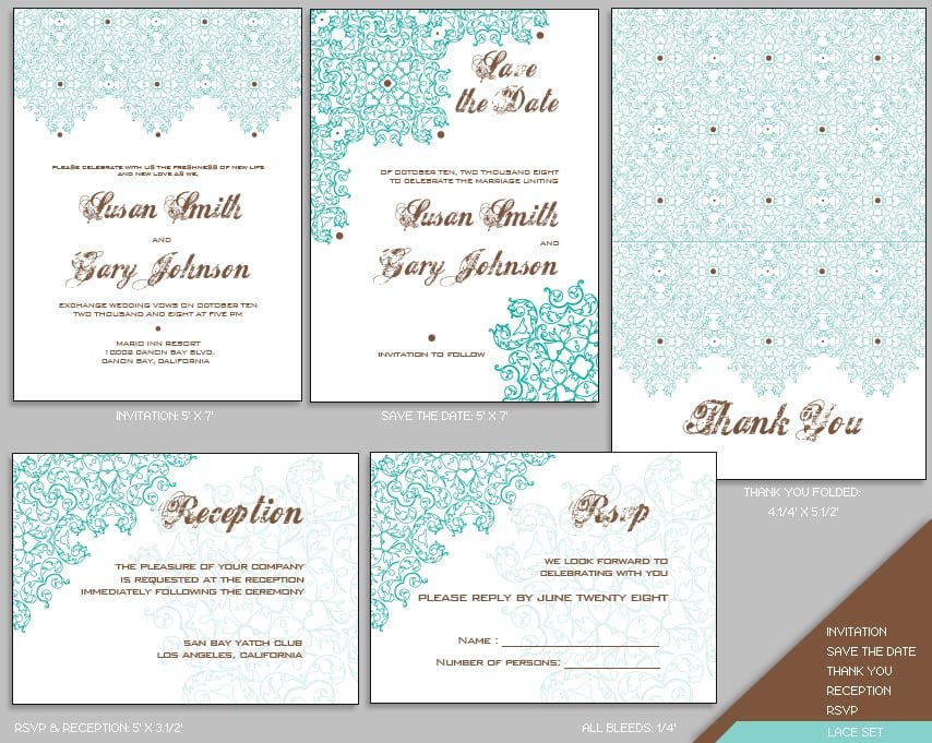 Free Printable Wedding Invitation Sets