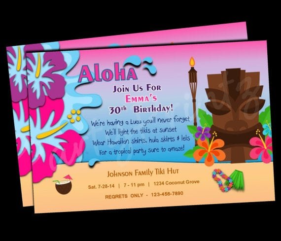 Hawaiian Luau Party Invitations Printable