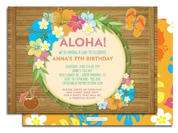 Luau Birthday Party Invitations Free Printable