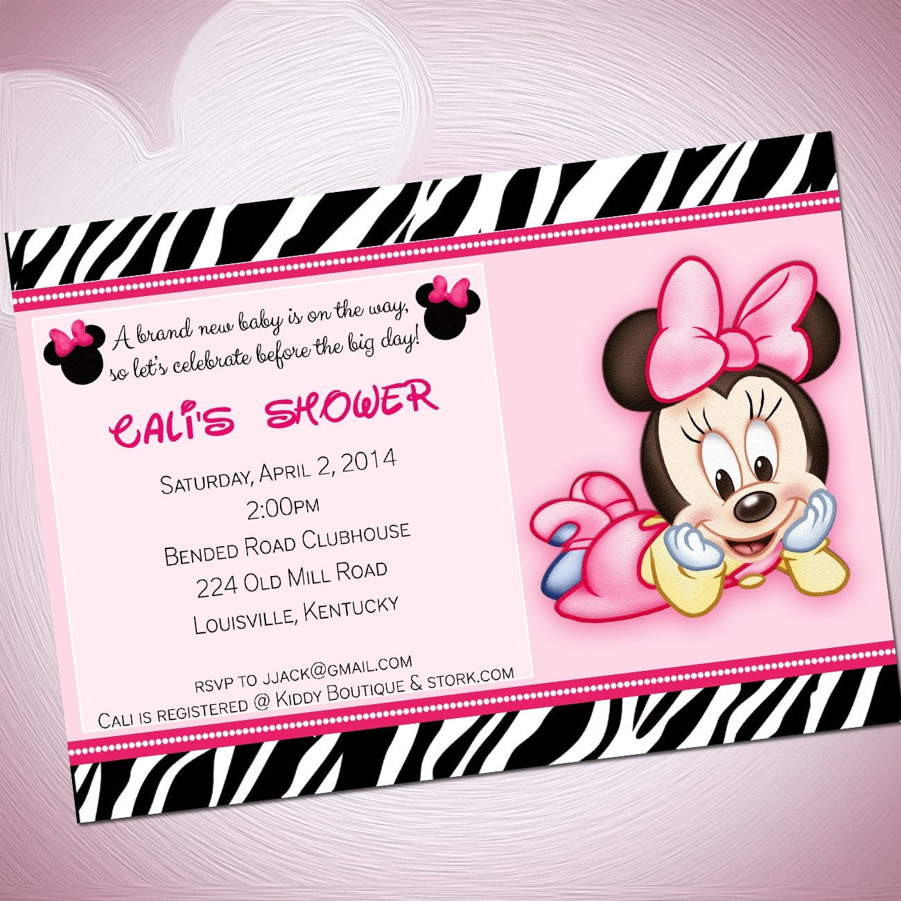 Minnie Mouse Baby Shower Invitation Template