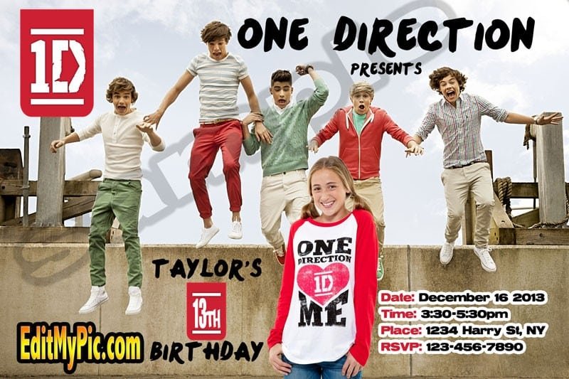 One Direction Printable Invitation