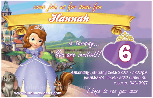 Princess Sophia Invitation Template