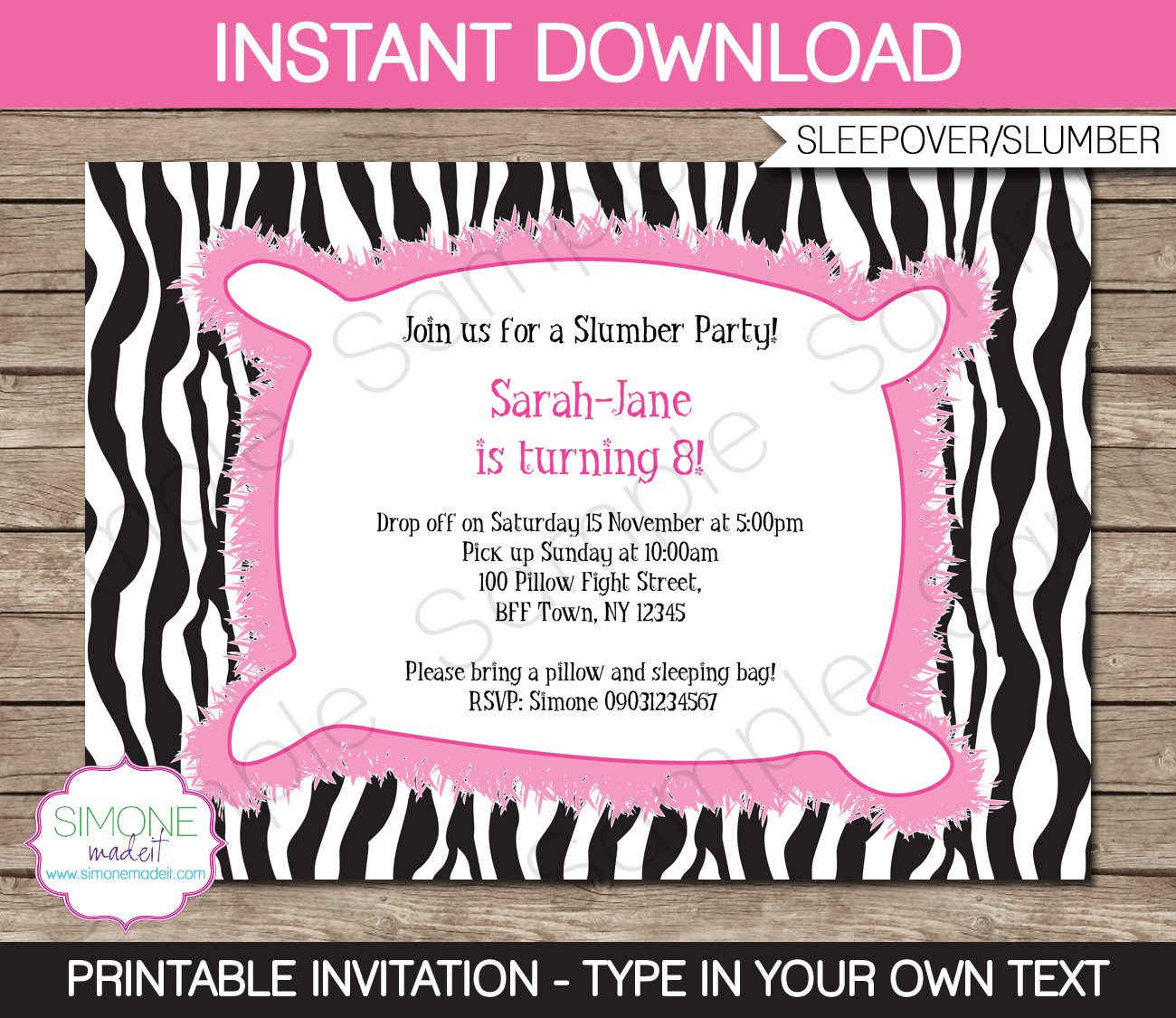 Sleepover Invitation Template For Girls