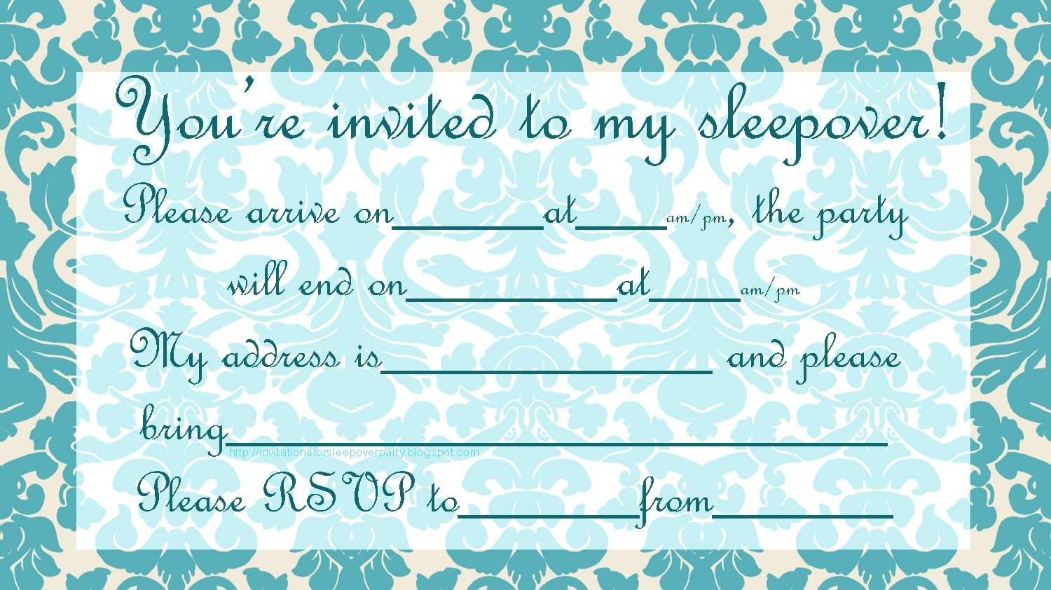 Sleepover Party Invitations