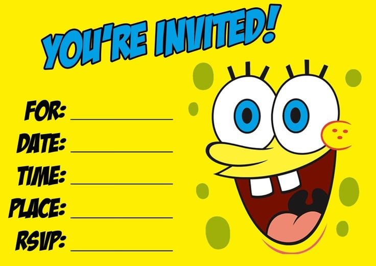 Spongebob Birthday Invitation Free