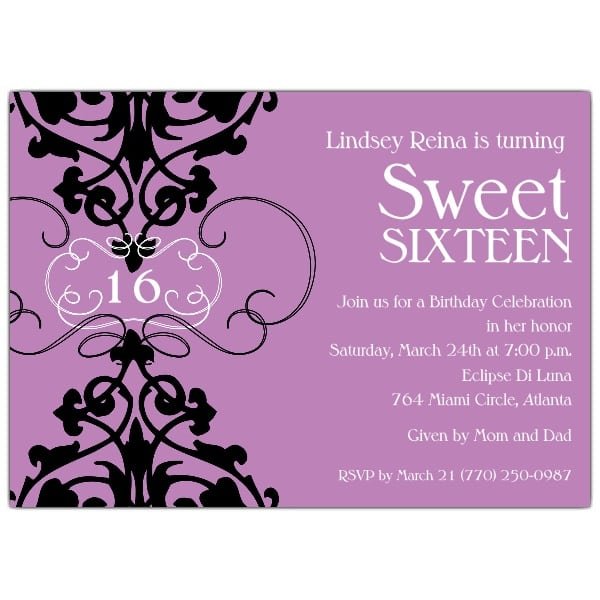 Sweet Sixteen Invitation Cards