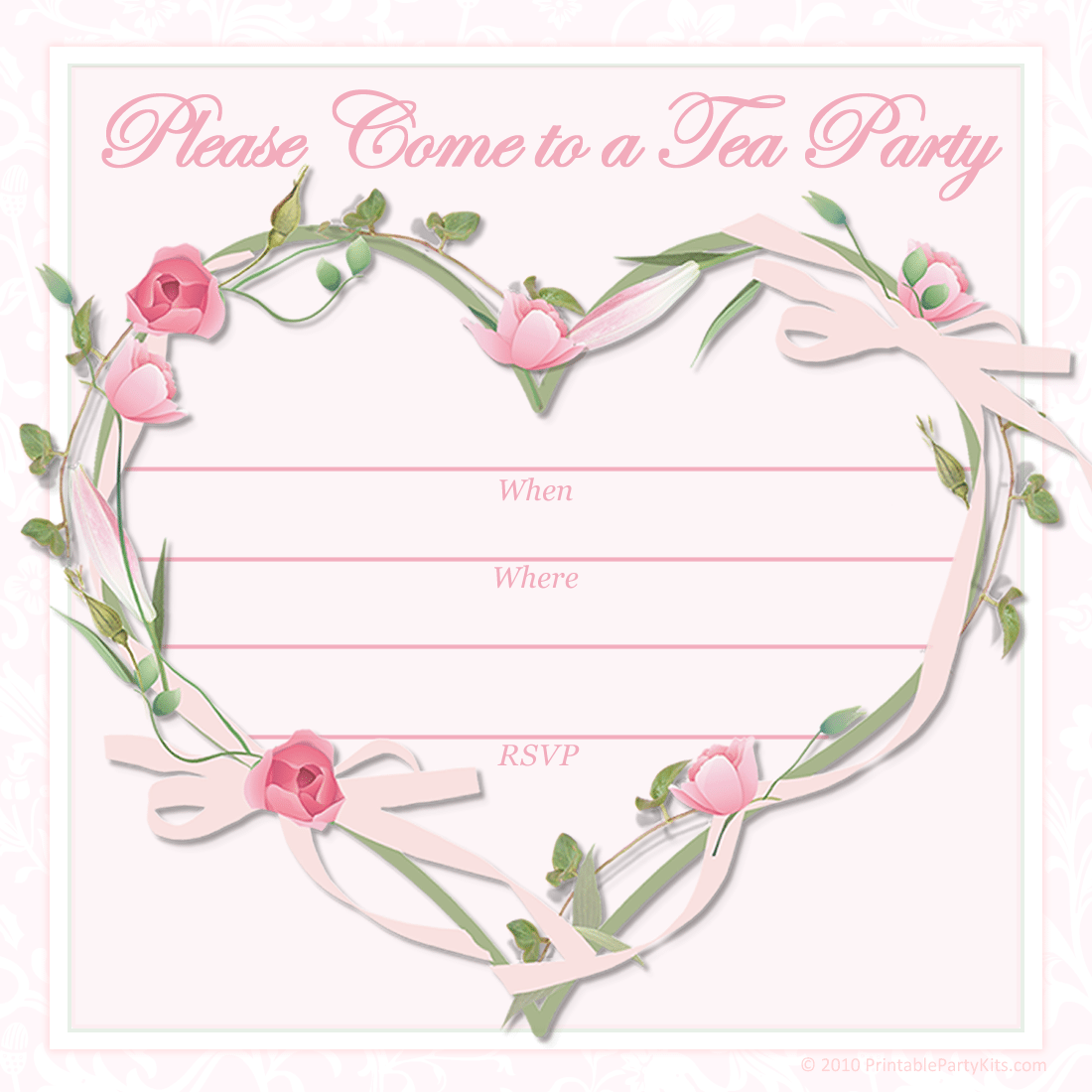 Tea Party Invitation Printable Template