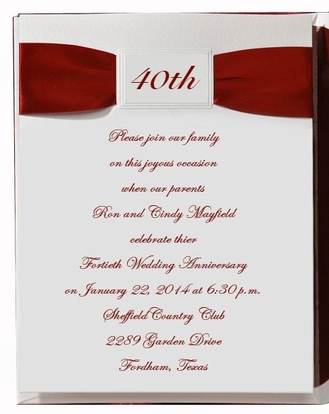 40th Wedding Invitation Templates