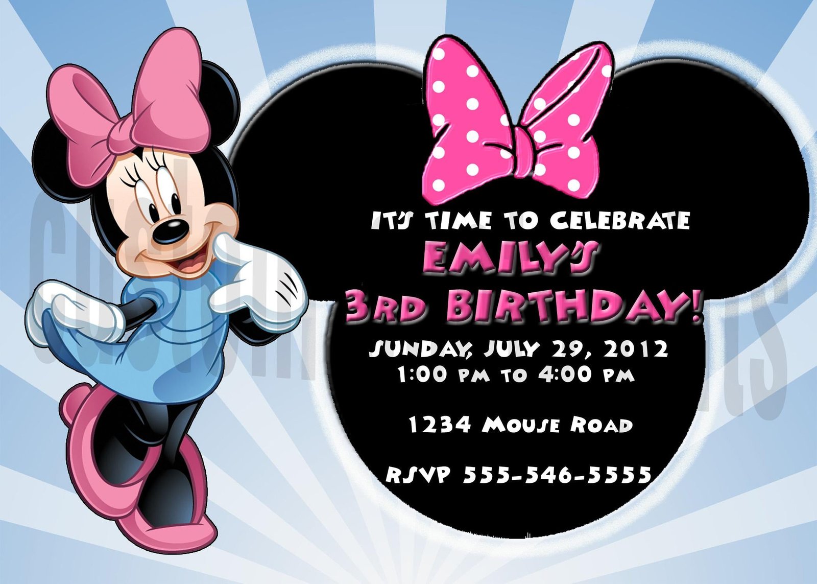 Free Personalized Minnie Mouse Invitations