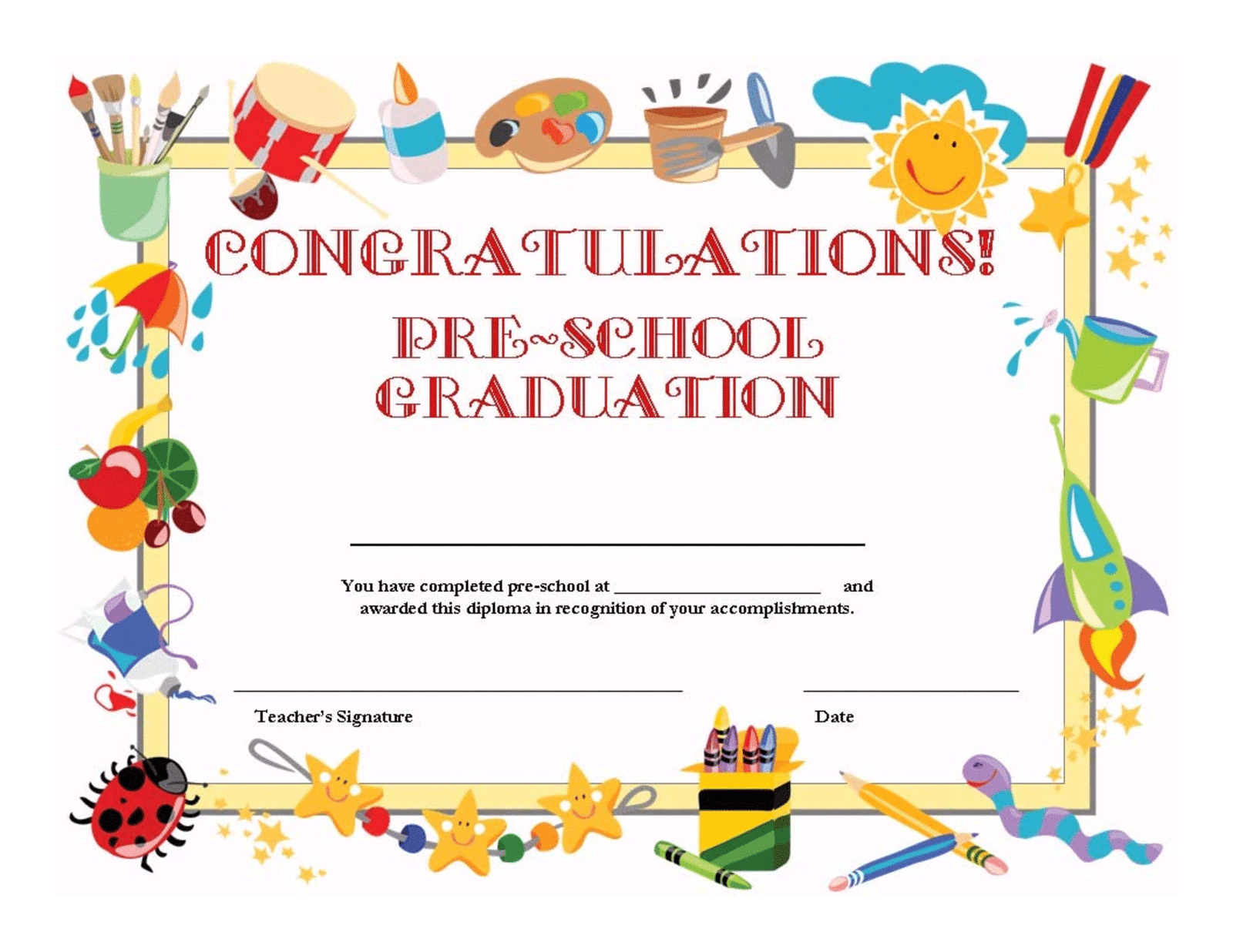 Preschool Graduation Template Free