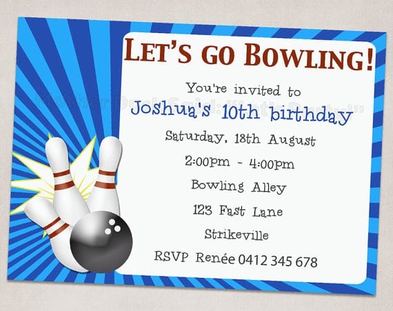 Free Ten Pin Bowling Party Invitations