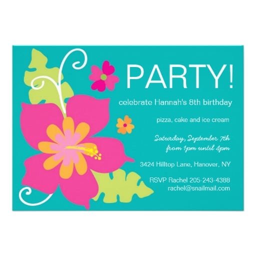 Hawaiian Birthday Party Invitations Free