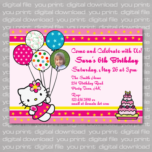 Hello Kitty Birthday Invitation Card