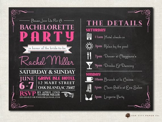 Invitation Bachelorette Party Template