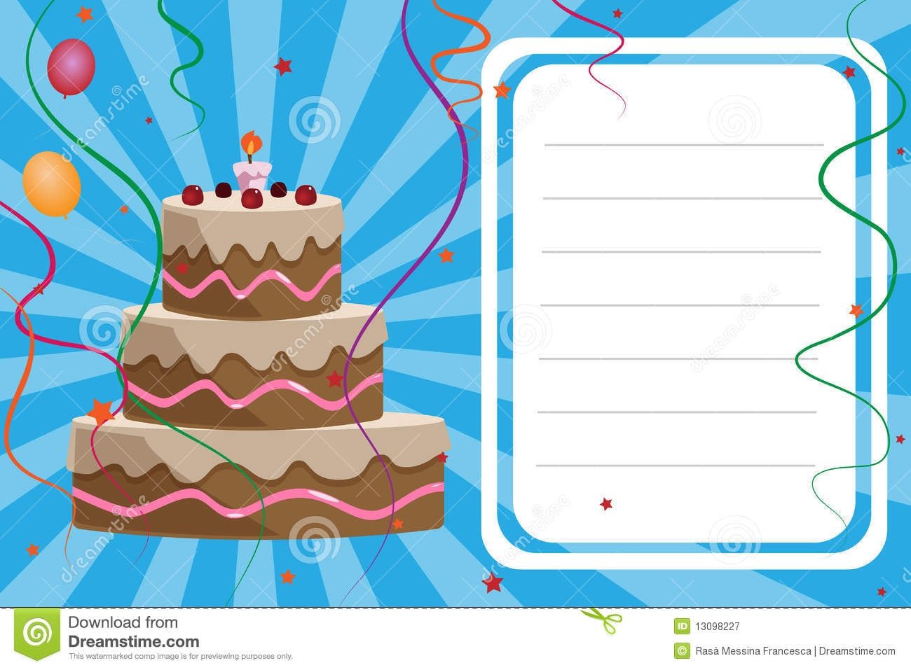 Пригласительная открытка на день рождения ребенка с тортиками