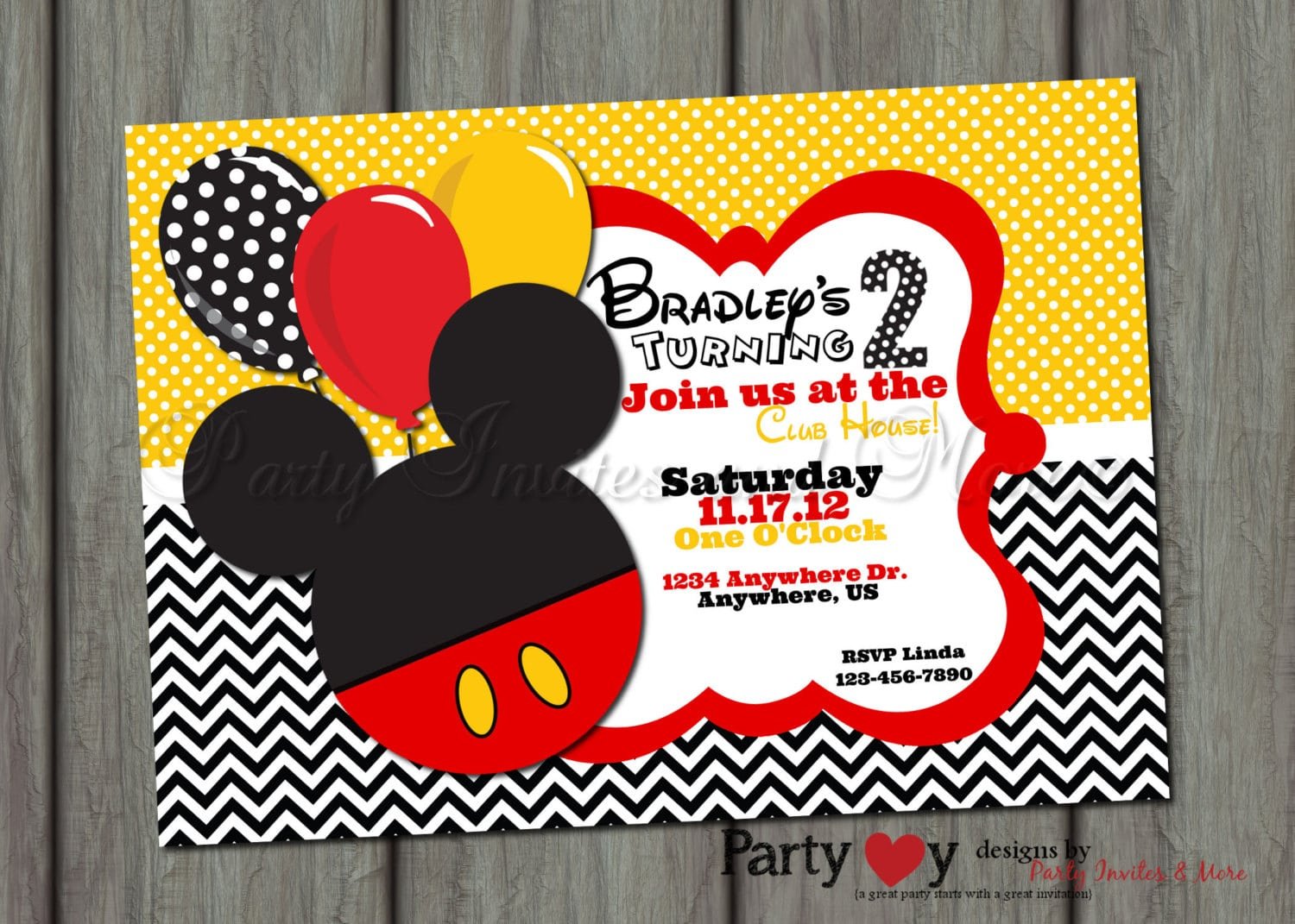 Mickey Mouse Birthday Invitation Layout 6