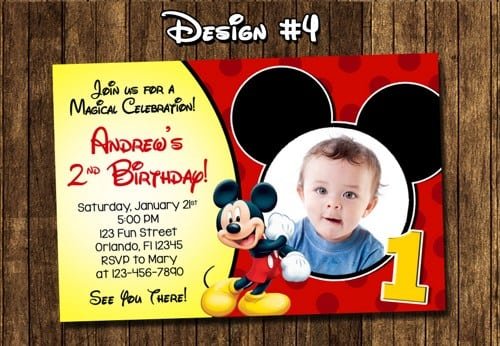 Mickey Mouse First Birthday Printable Invitations