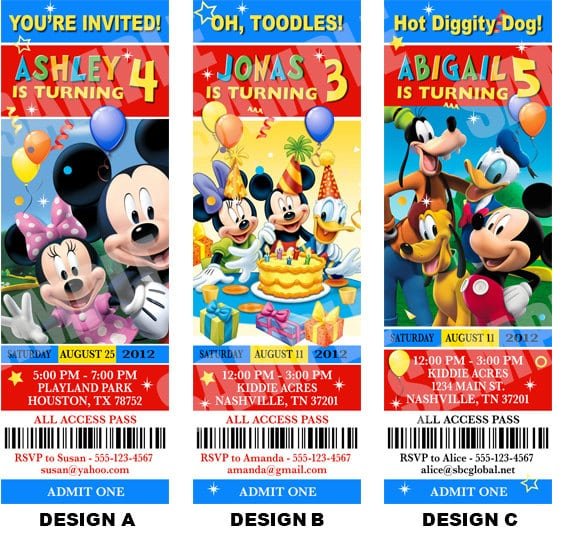 Mickey Mouse Ticket Invitations Template