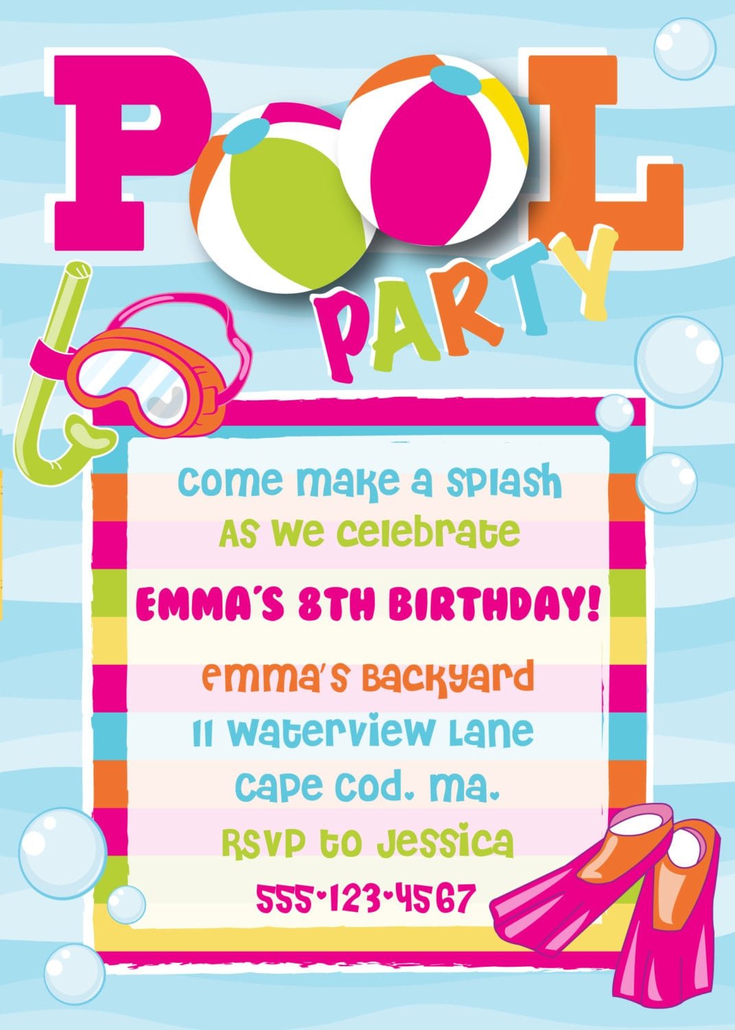 Birthday Pool Party Invitation Template